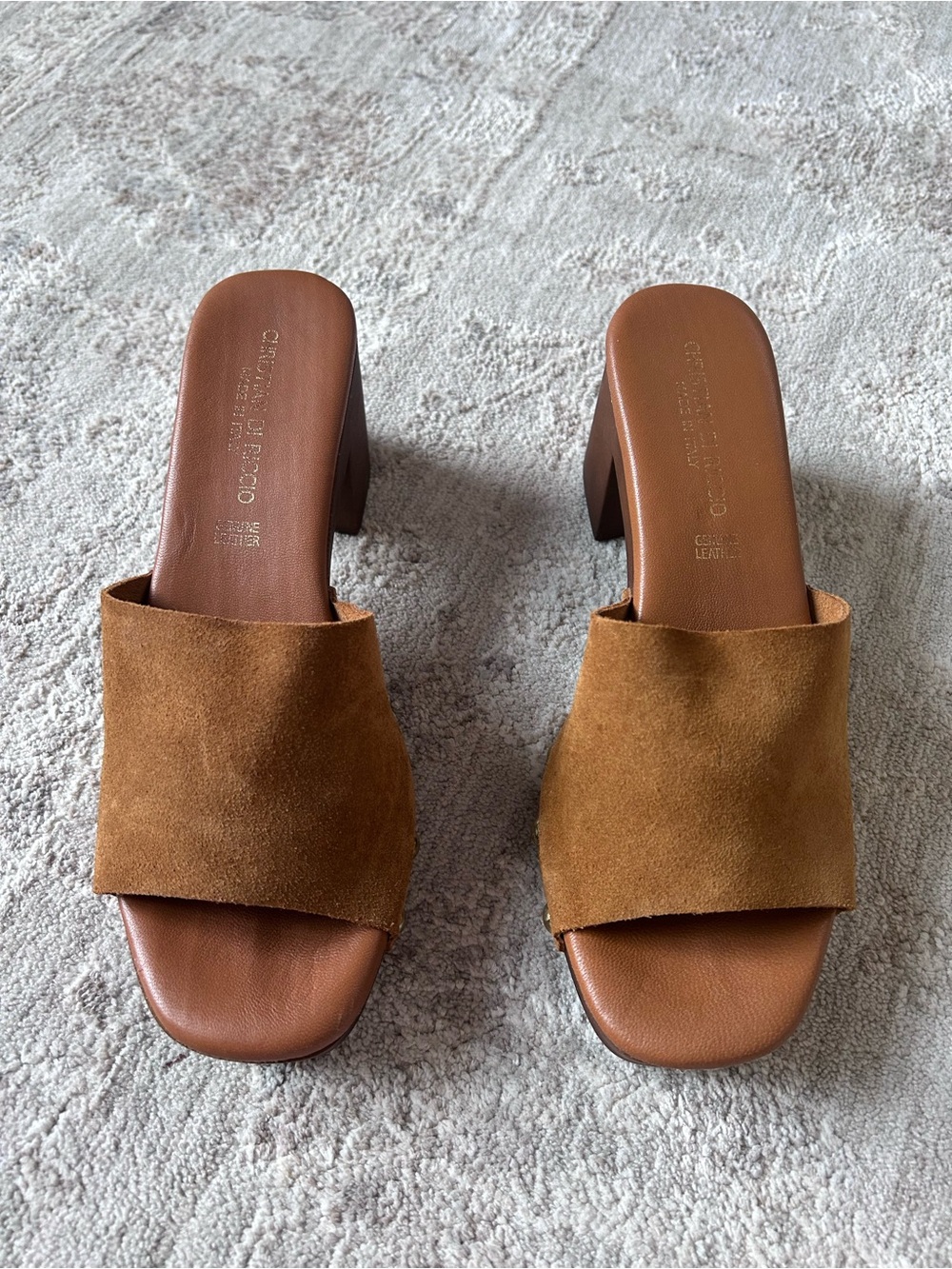 Christian Di Riccio Chunky Womens Shoes Sz 7.5 Studded Leather Sandals Slides